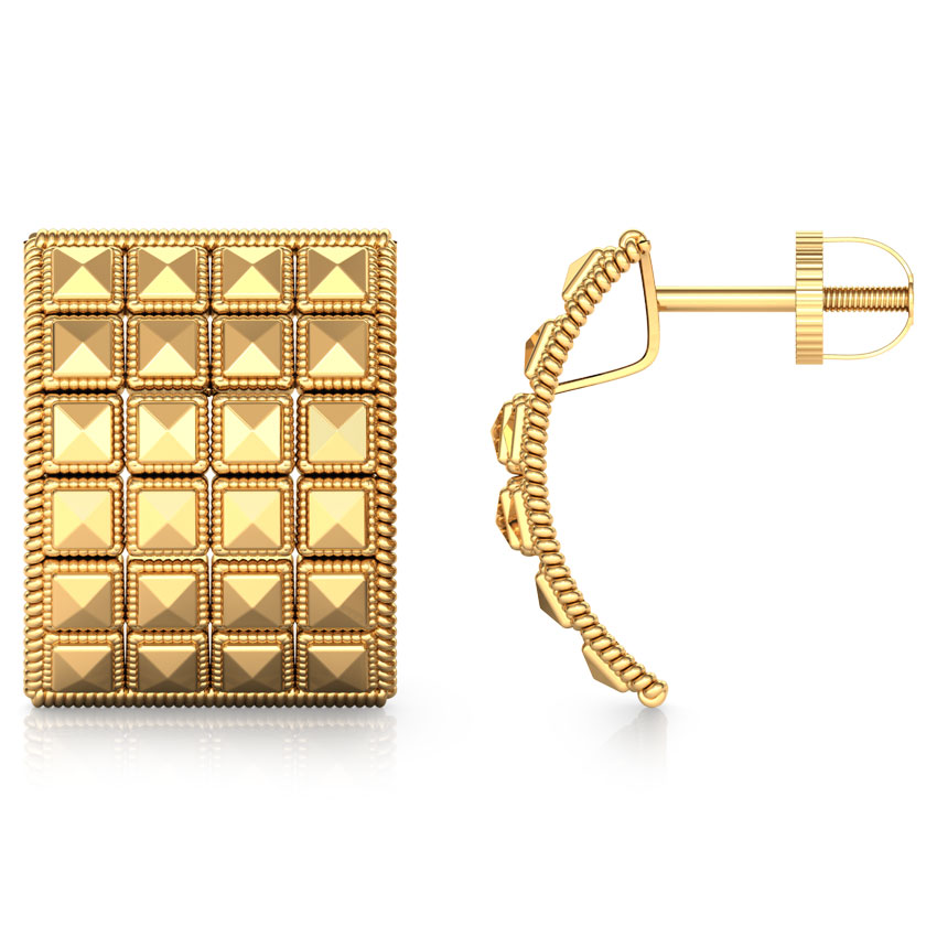 Edgy Square Gold Stud Earrings