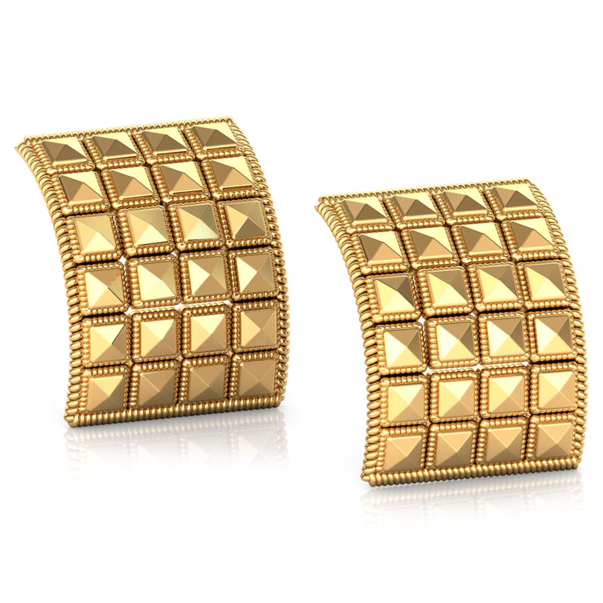 Edgy Square Gold Stud Earrings