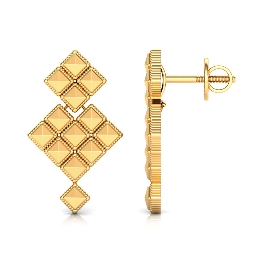 Edgy Grid Gold Drop Earrings Edgy Grid Gold Drop Earrings