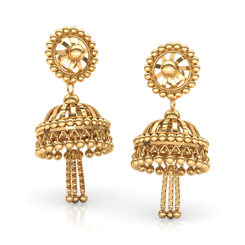 Swirl Beads Gold Jhumkas