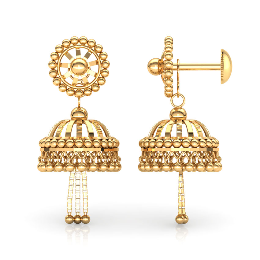 Swirl Beads Gold Jhumkas