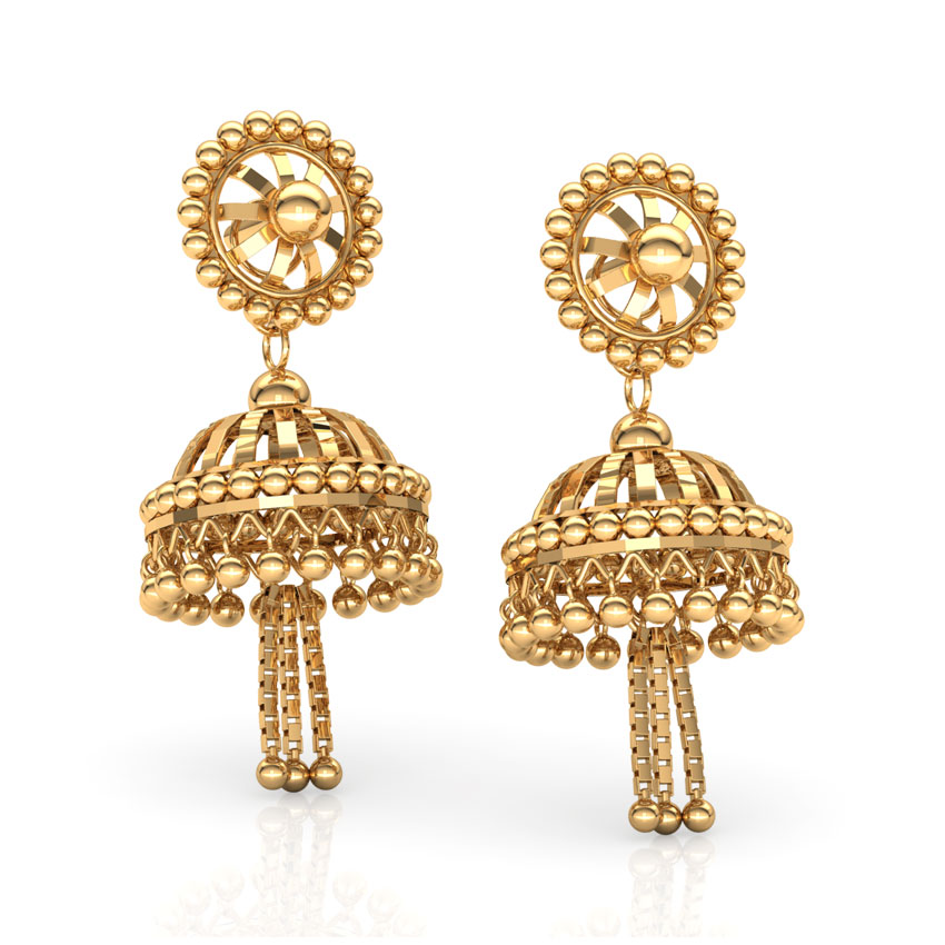 Swirl Beads Gold Jhumkas