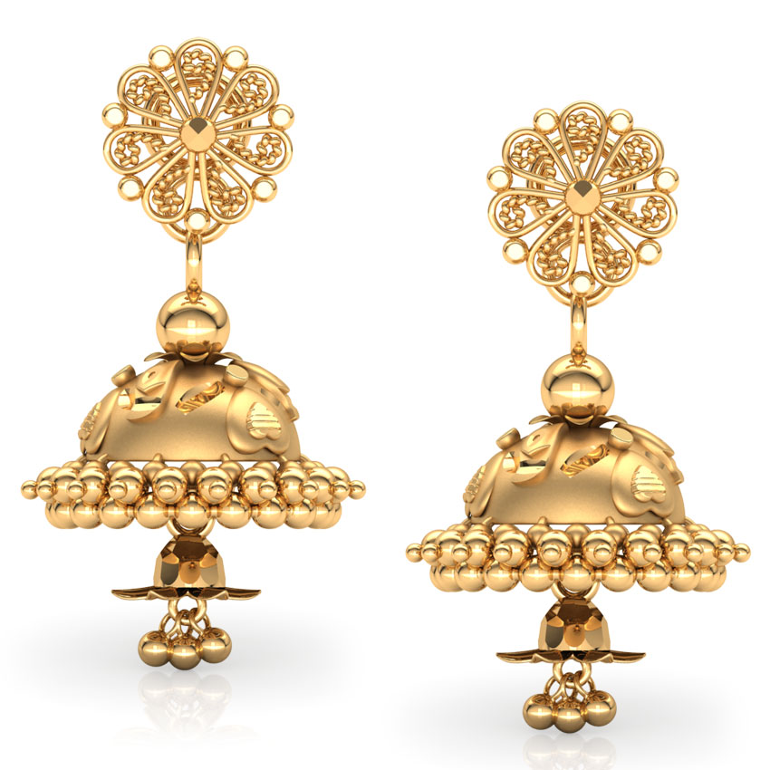 Ornate Gold Jhumkas Ornate Gold Jhumkas
