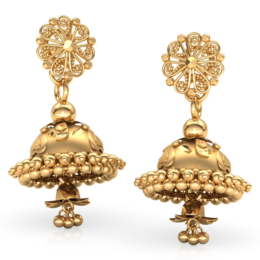 Ornate Gold Jhumkas Ornate Gold Jhumkas