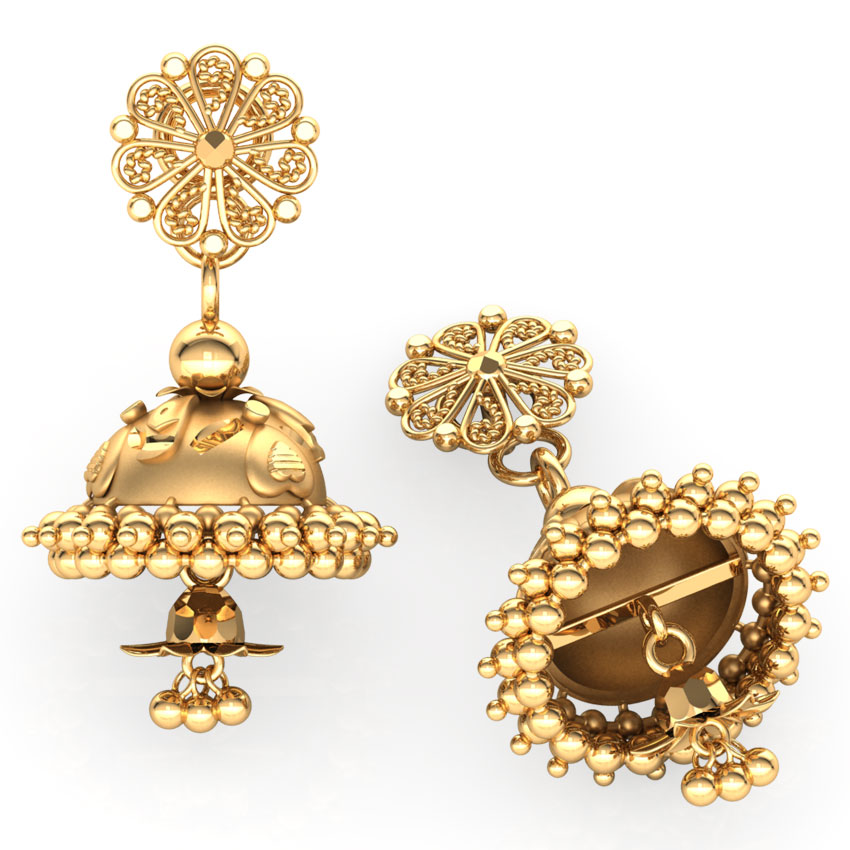 Ornate Gold Jhumkas Ornate Gold Jhumkas
