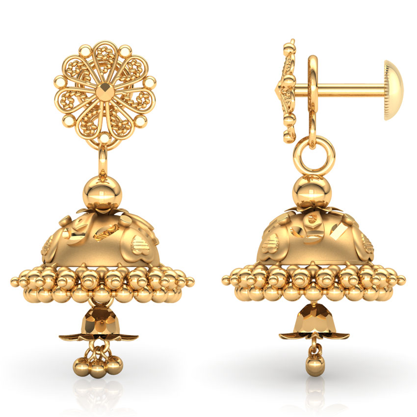 Ornate Gold Jhumkas Ornate Gold Jhumkas