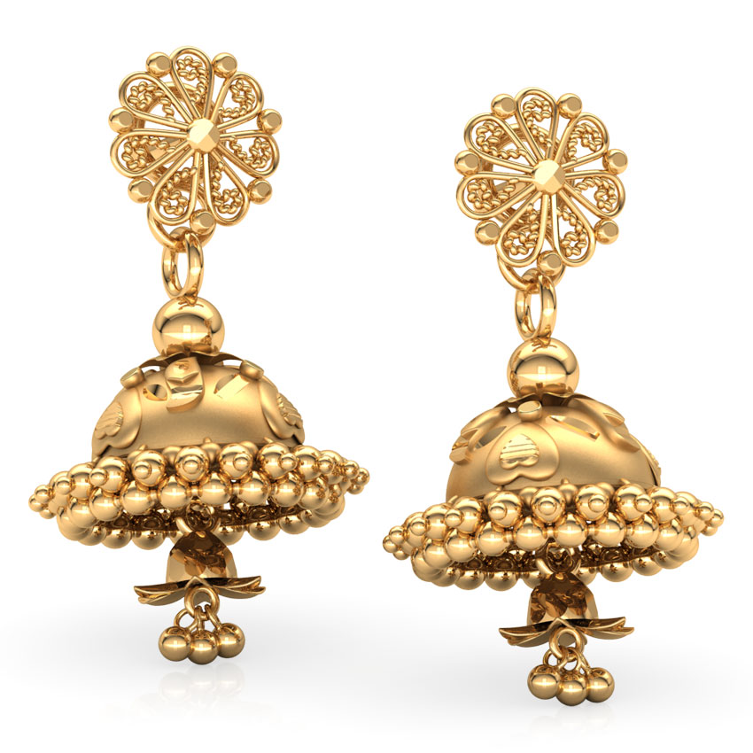 Ornate Gold Jhumkas Ornate Gold Jhumkas