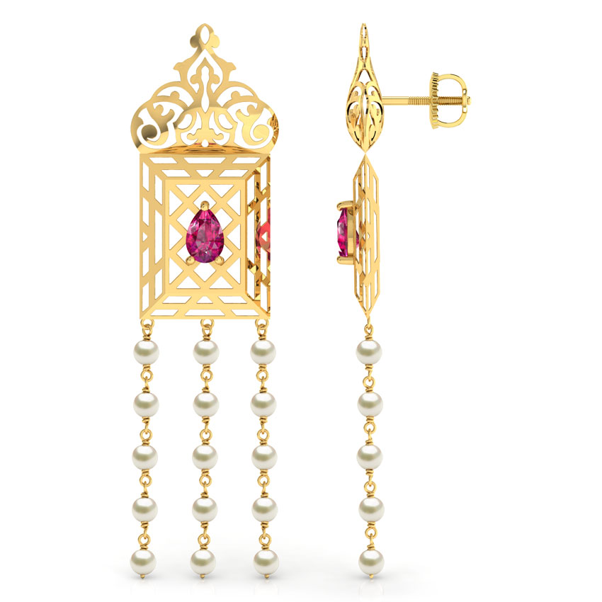 Amer Ornate Lawn Gemstone Drop Earrings Amer Ornate Lawn Gemstone Drop Earrings