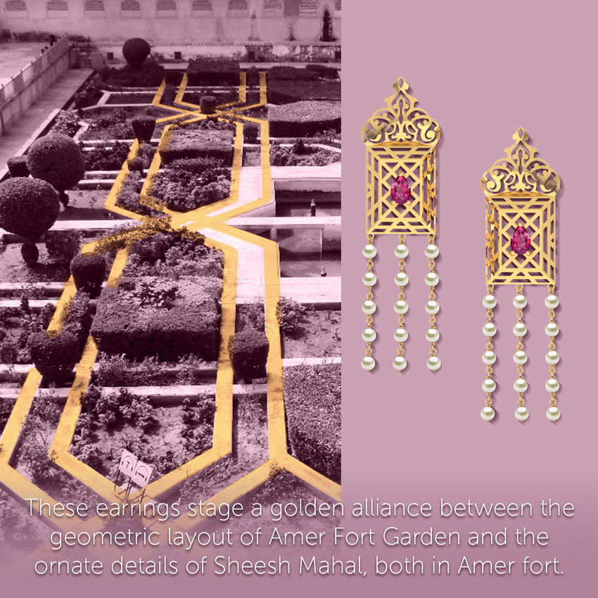 Amer Ornate Lawn Gemstone Drop Earrings Amer Ornate Lawn Gemstone Drop Earrings