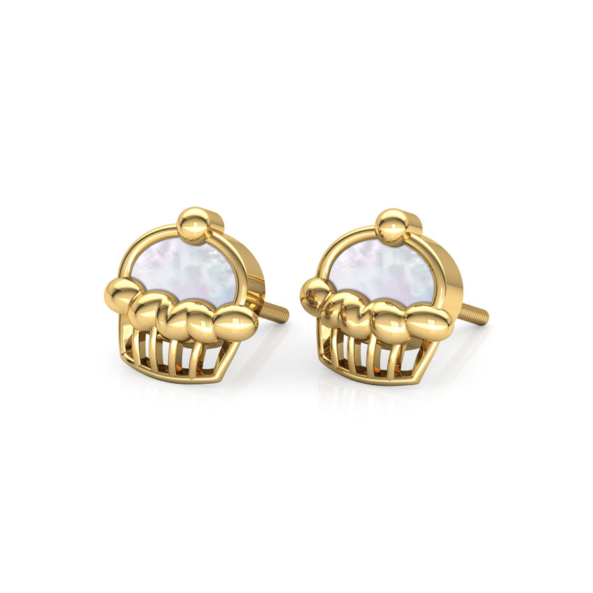 Cupcake Mother of Pearl Stud Earrings