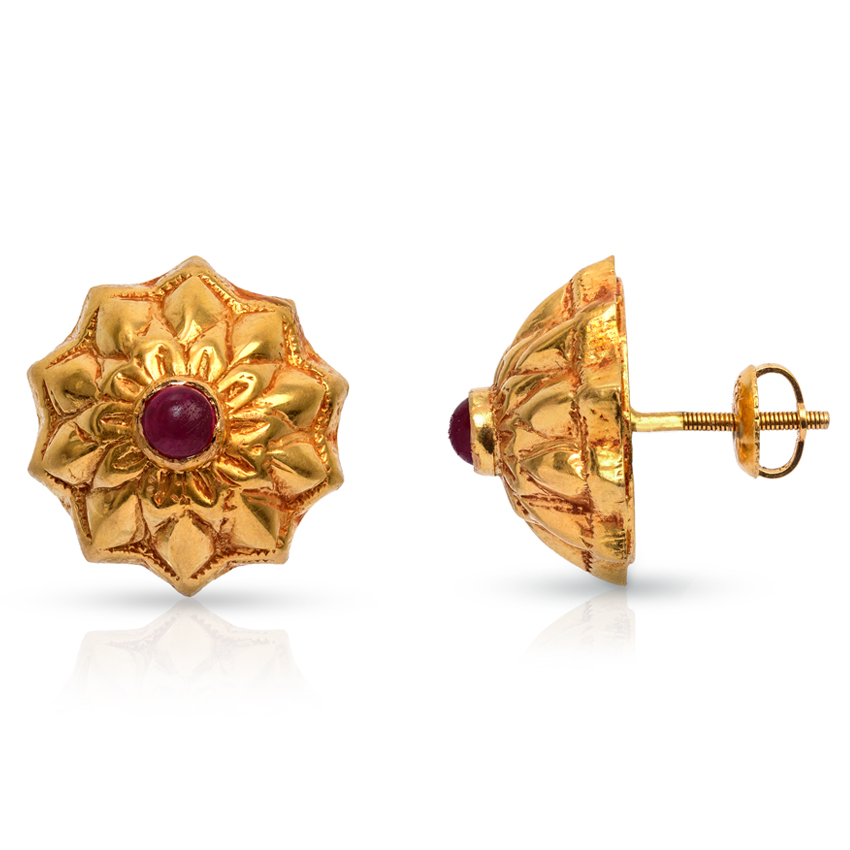 Dome Petals Gold Stud Earrings