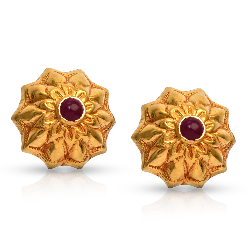 Dome Petals Gold Stud Earrings