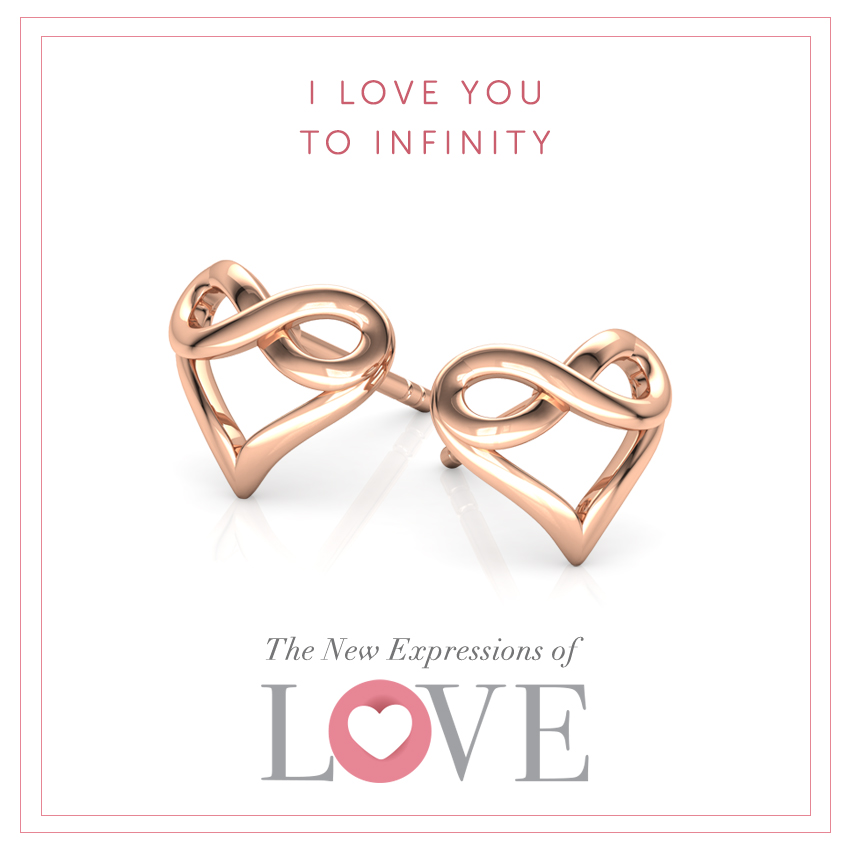 Infinity Love Gold Stud Earrings