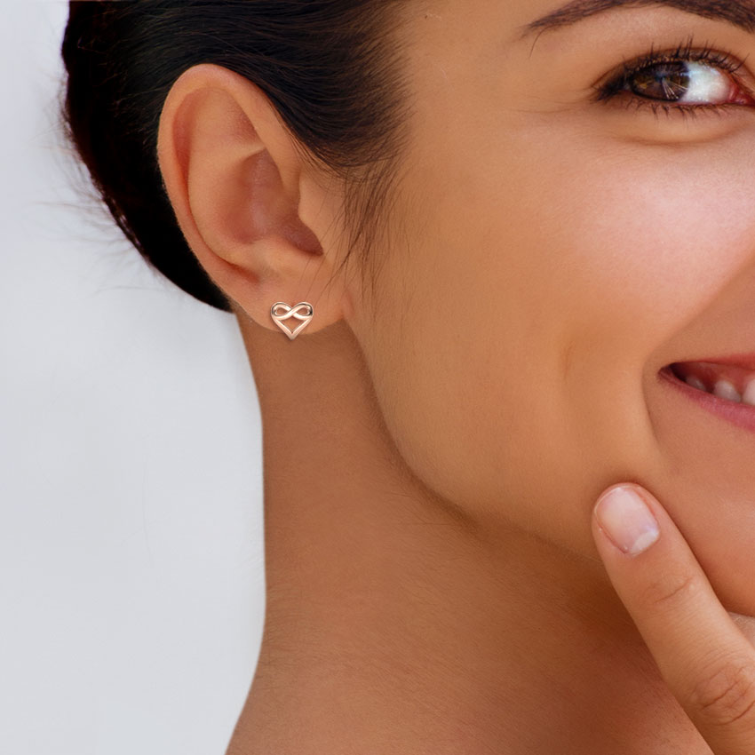Infinity Love Gold Stud Earrings
