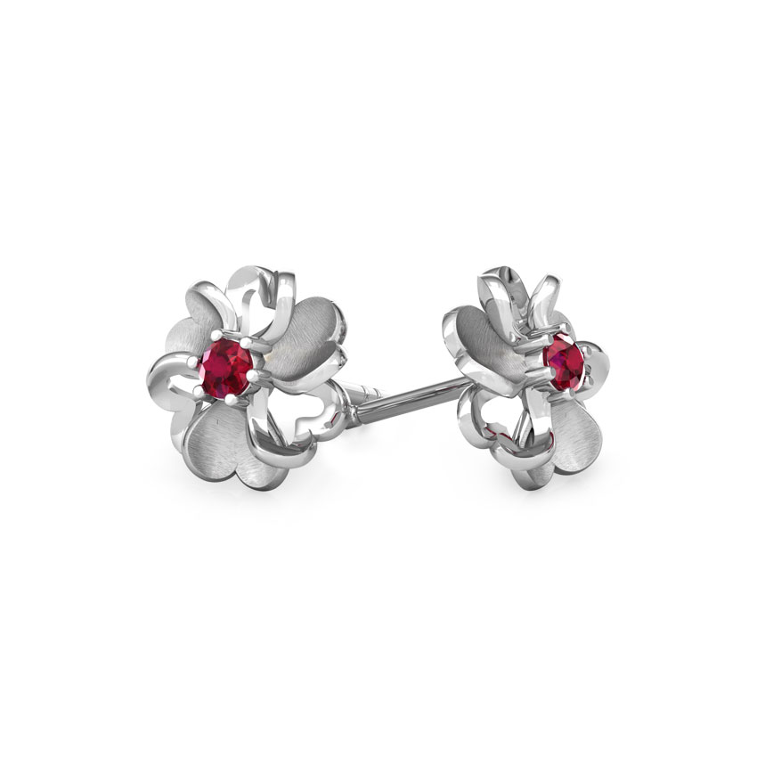 Floral Heart Gemstone Stud Earrings