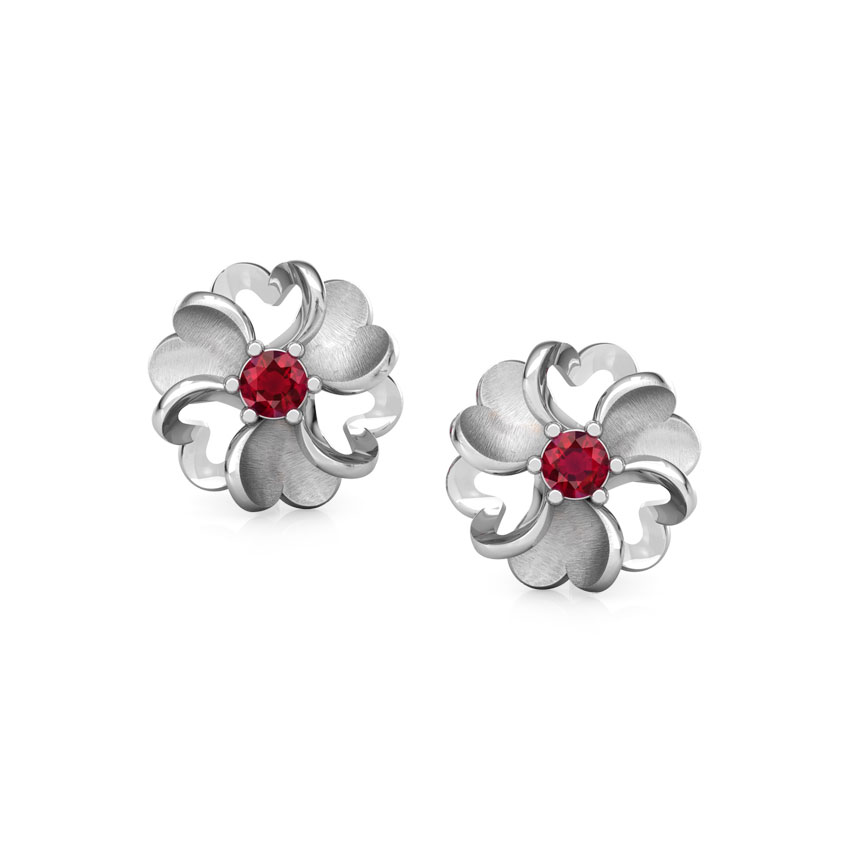 Floral Heart Gemstone Stud Earrings
