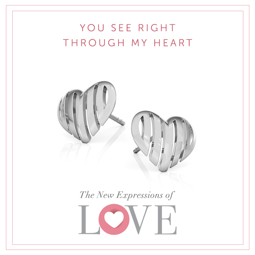 Striped Heart Gold Stud Earrings