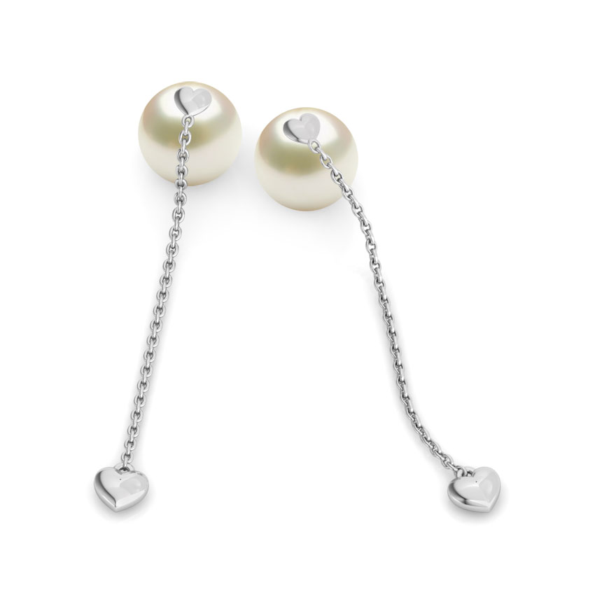 Sway Heart Pearl Drop Earrings