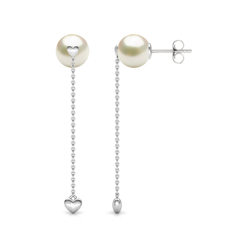 Sway Heart Pearl Drop Earrings