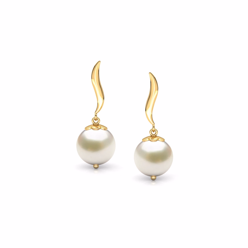 Gemstone Earrings 18 Karat Yellow Gold Snow Drop Pearl Drop Earrings