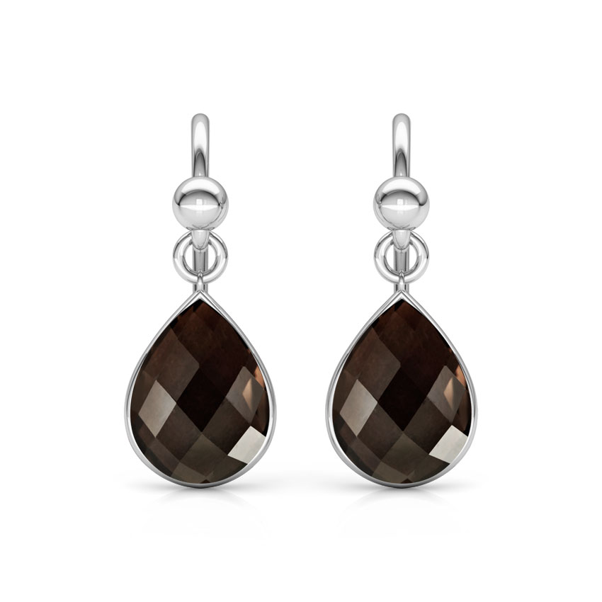 Gold Earrings 14 Karat White Gold Classic Onyx Gemstone Drop Earrings