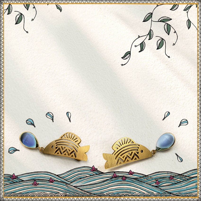 Matsya Linear Gemstone Drop Earrings Matsya Linear Gemstone Drop Earrings