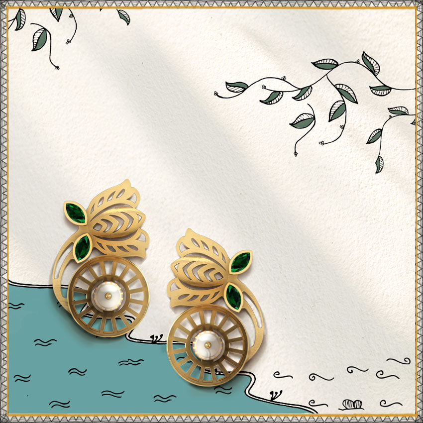 Padma Intricate Gemstone Stud Earrings