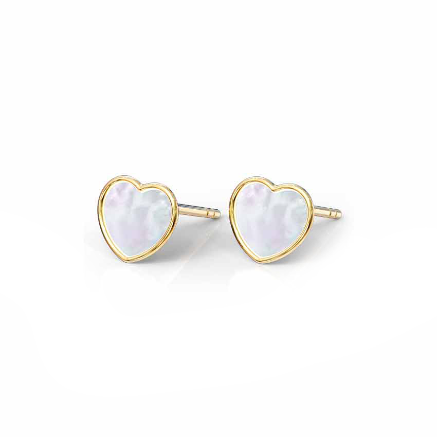 Heart Mother of Pearl Stud Earrings