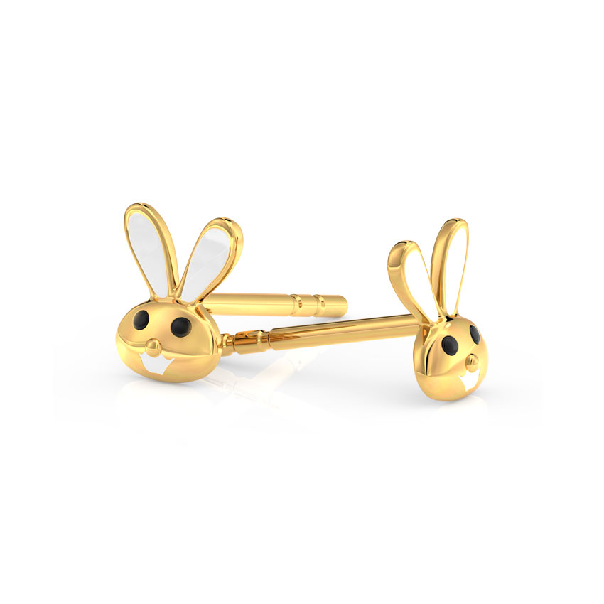 Gold Earrings 18 Karat Yellow Gold Bunny Kids' Gold Earrings