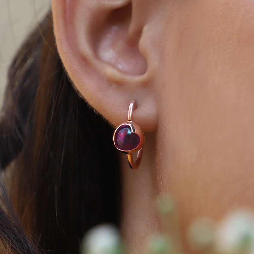 Amethyst Orb Hoop Earrings