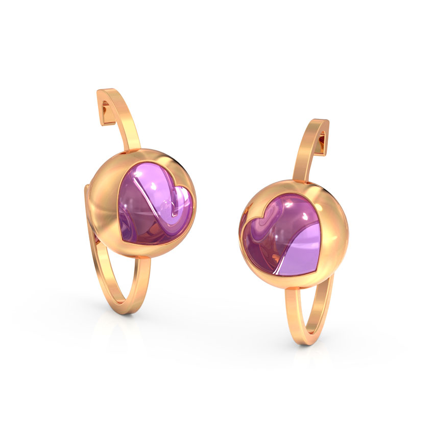 Amethyst Orb Gemstone Hoop Earrings
