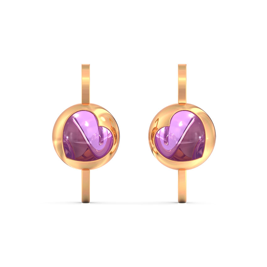 Amethyst Orb Gemstone Hoop Earrings