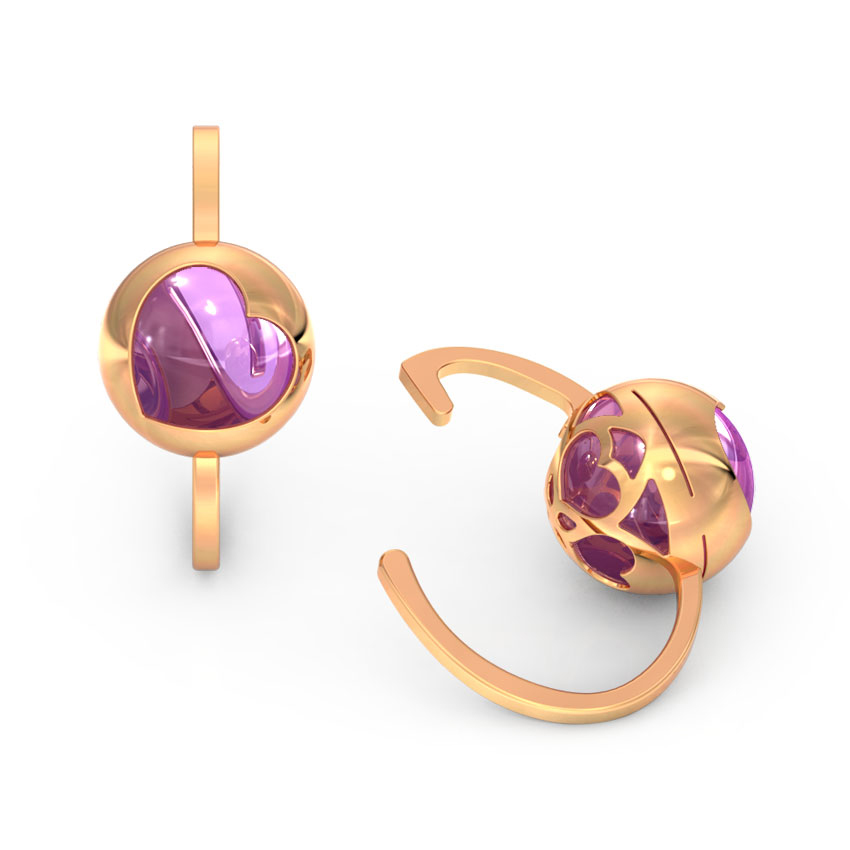 Amethyst Orb Gemstone Hoop Earrings