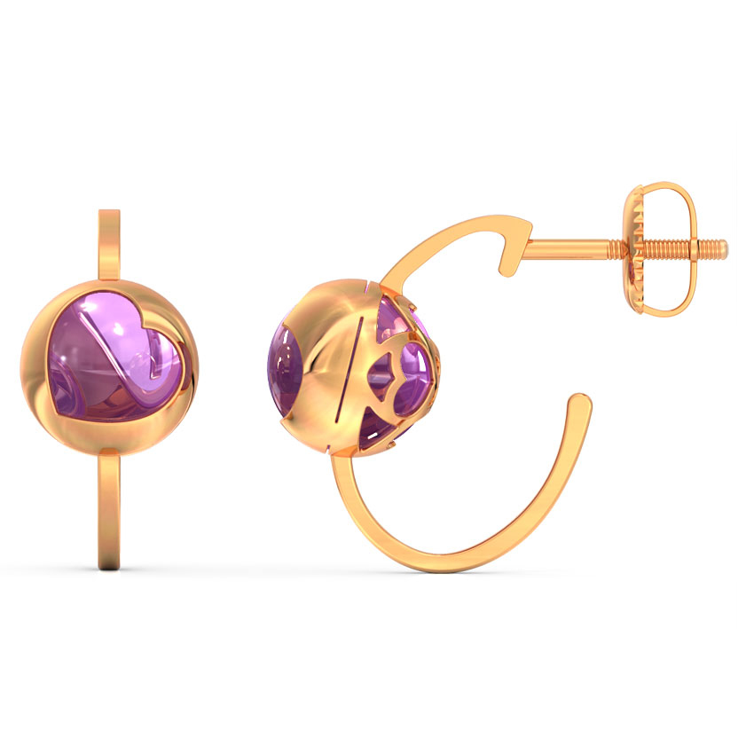 Amethyst Orb Gemstone Hoop Earrings