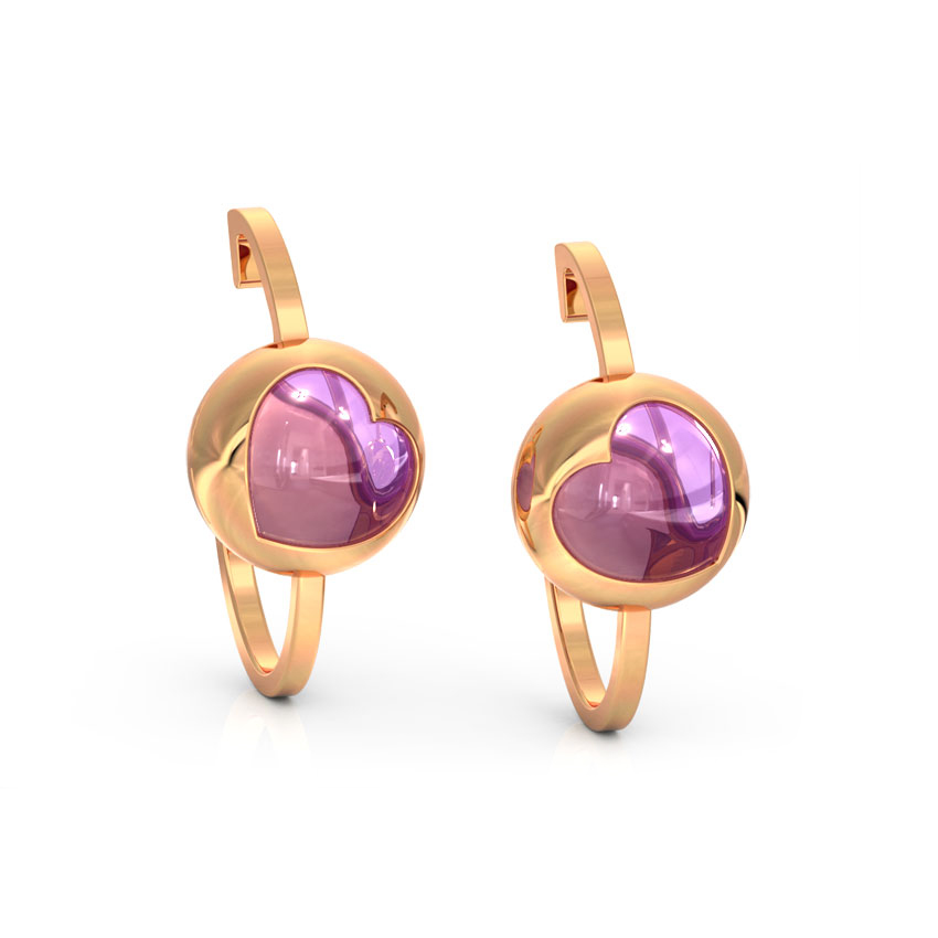 Amethyst Orb Gemstone Hoop Earrings