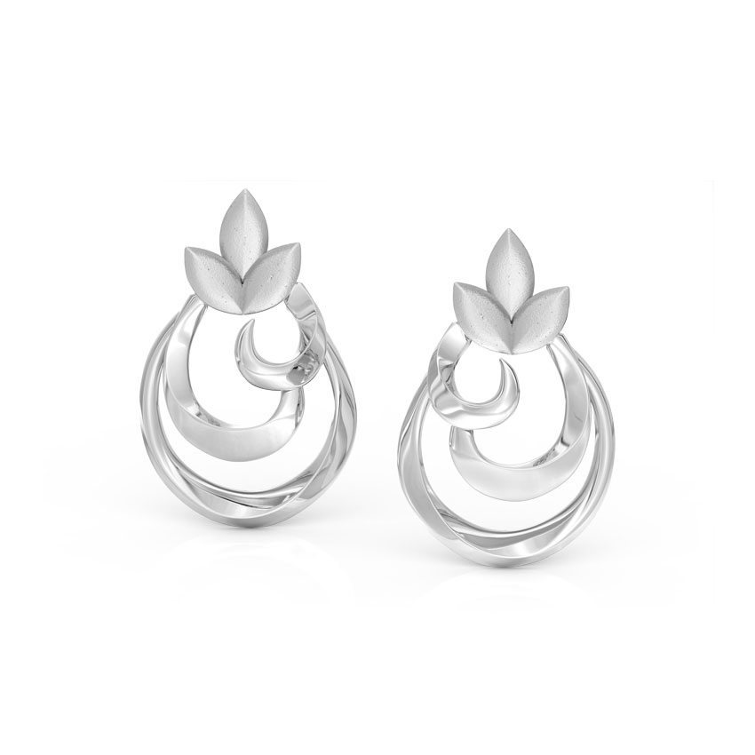 Curl Petals Platinum Stud Earrings