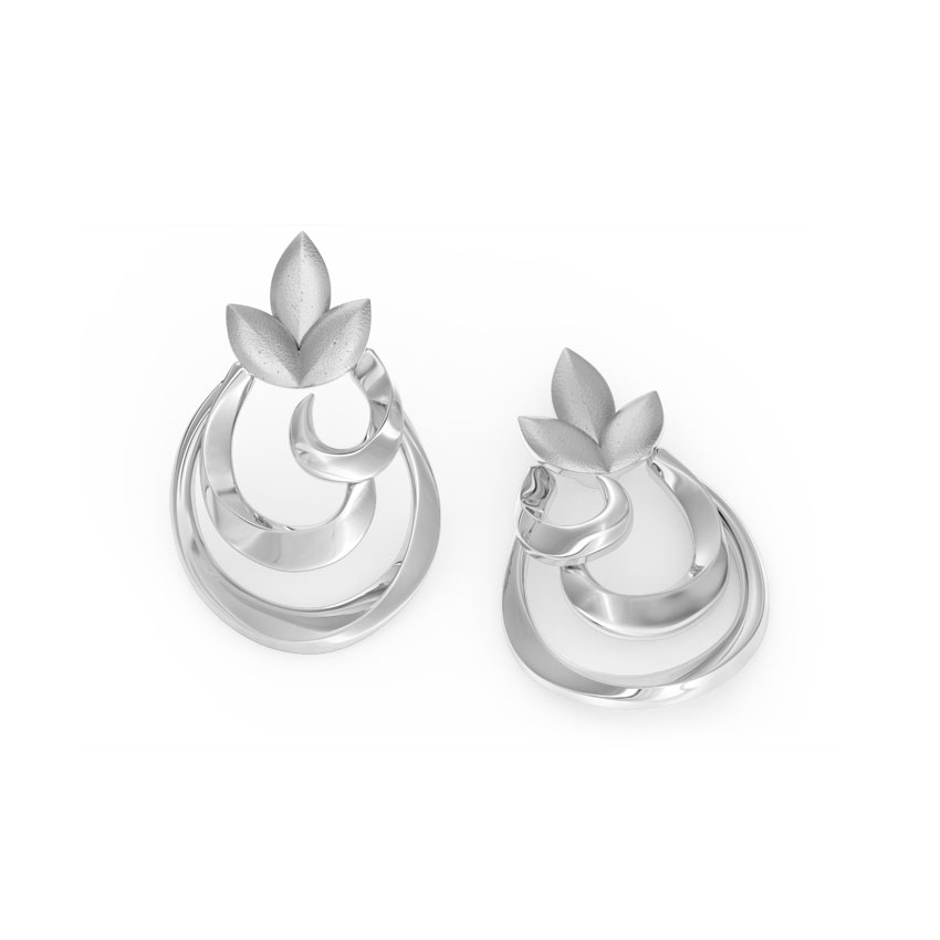 Curl Petals Platinum Stud Earrings