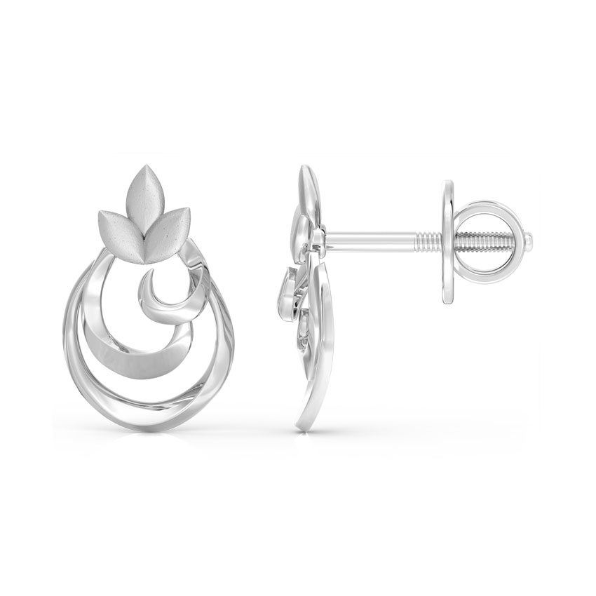 Curl Petals Platinum Stud Earrings