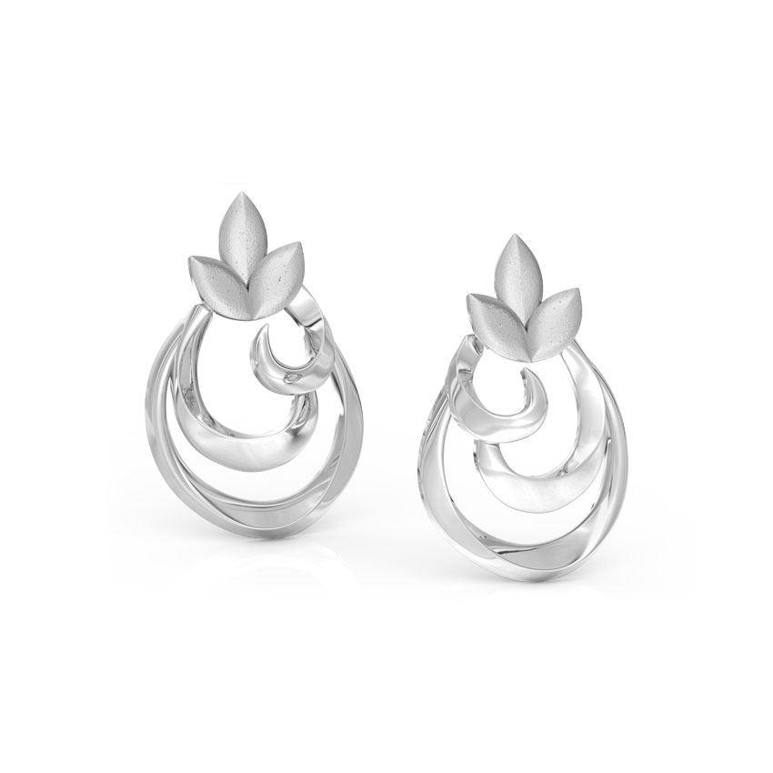 Curl Petals Platinum Stud Earrings