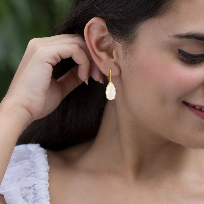 Gemstone Earrings 14 Karat Yellow Gold Smoky Quartz Gemstone Drop Earrings