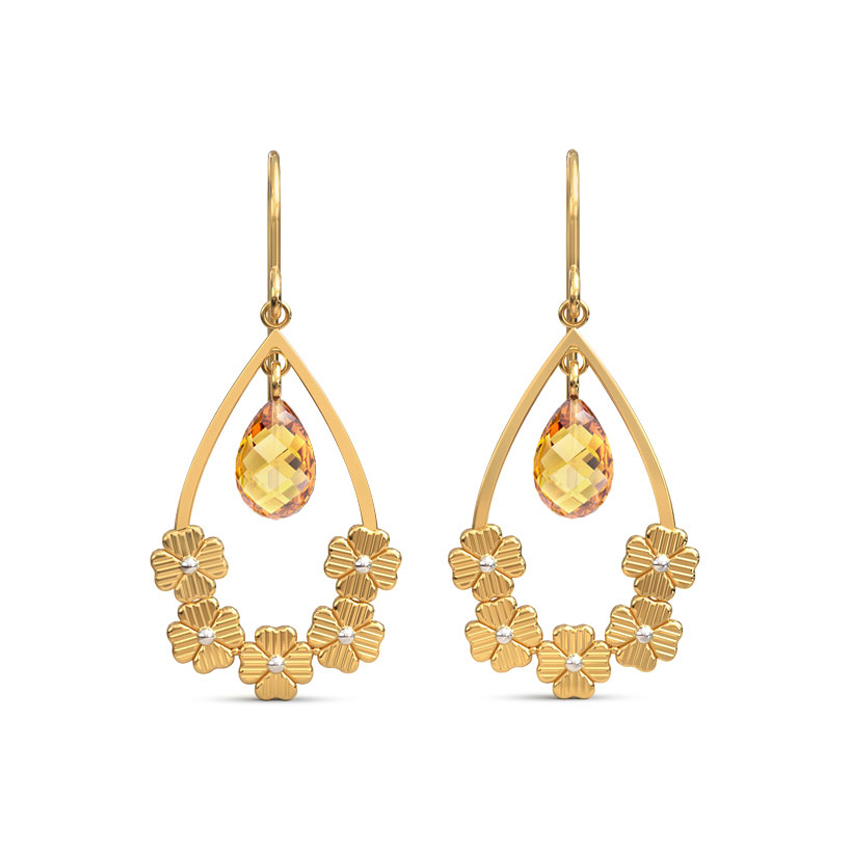Floral Pear Gemstone Drop Earrings
