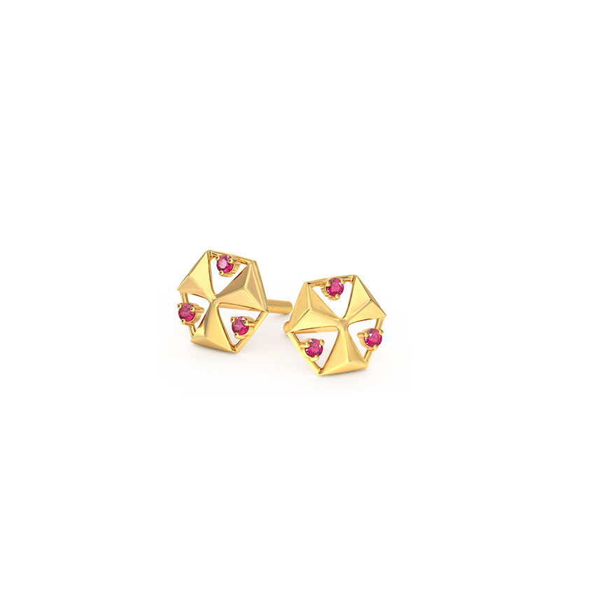 Hex Gemstone Stud Earrings