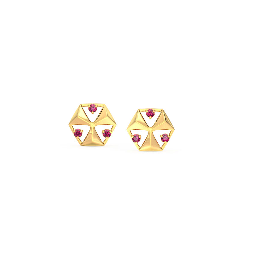 Hex Gemstone Stud Earrings