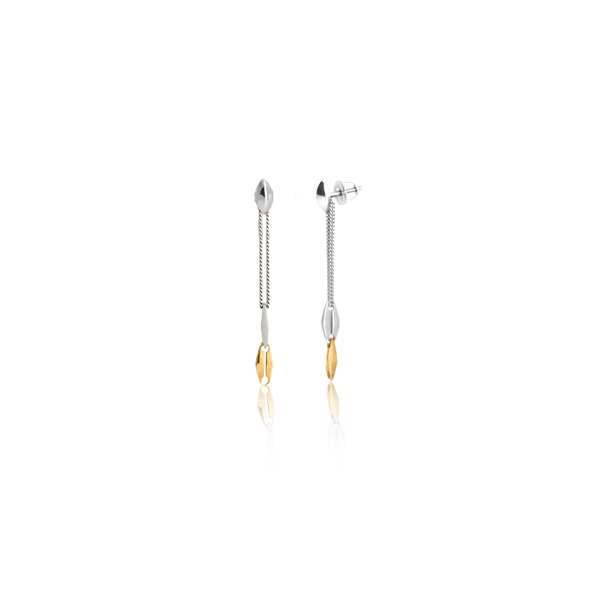 Minimalist Duo Platinum Drop Earrings