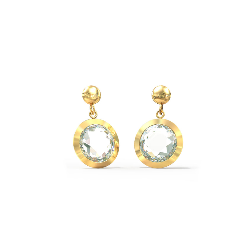 Gold,Gemstone Earrings 14 Karat Yellow Gold Round Amethyst Gemstone Drop Earrings