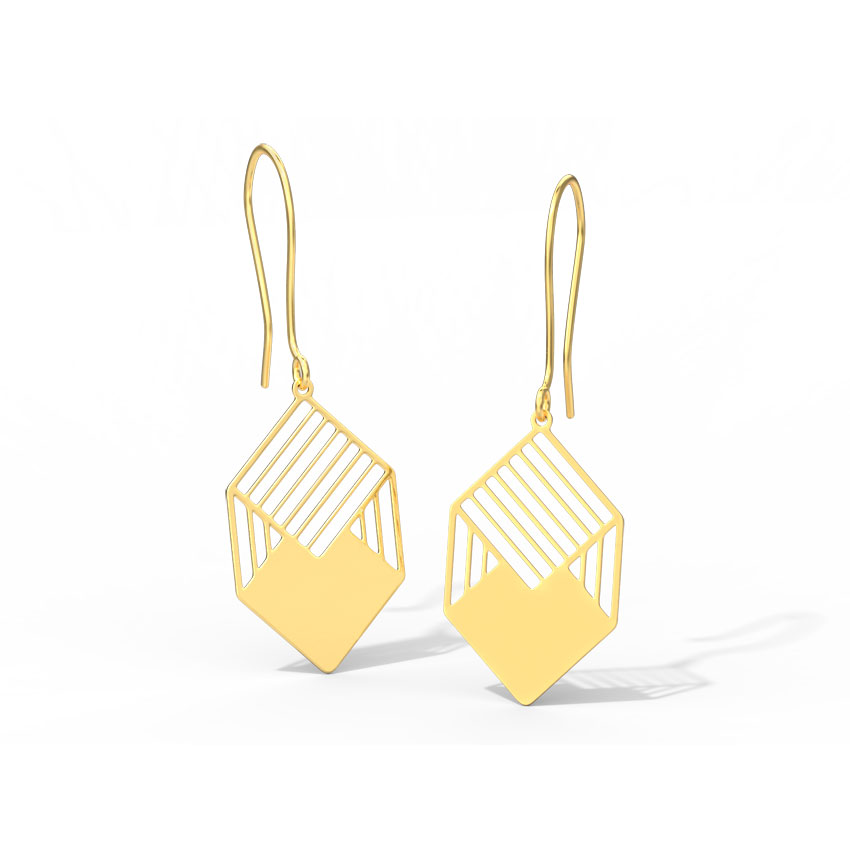 Gold Earrings 18 Karat Yellow Gold Kia Cutout Gold Drop Earrings