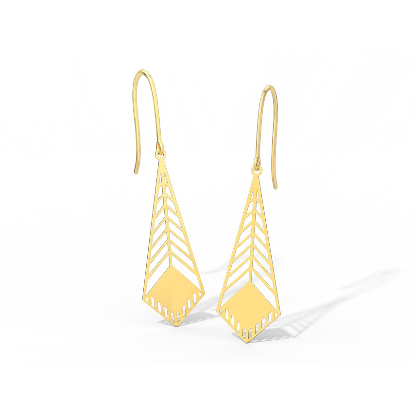 Gold Earrings 18 Karat Yellow Gold Heidi Cutout Gold Drop Earrings