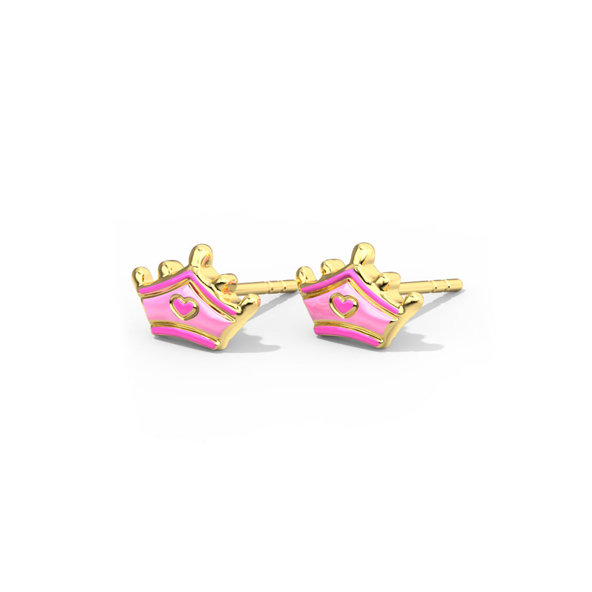 Gold Earrings 14 Karat Yellow Gold Blush Tiara Kids' Gold Earrings