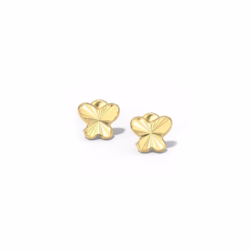 Gold Earrings 14 Karat Yellow Gold Flutter Beam Kids' Gold Earrings