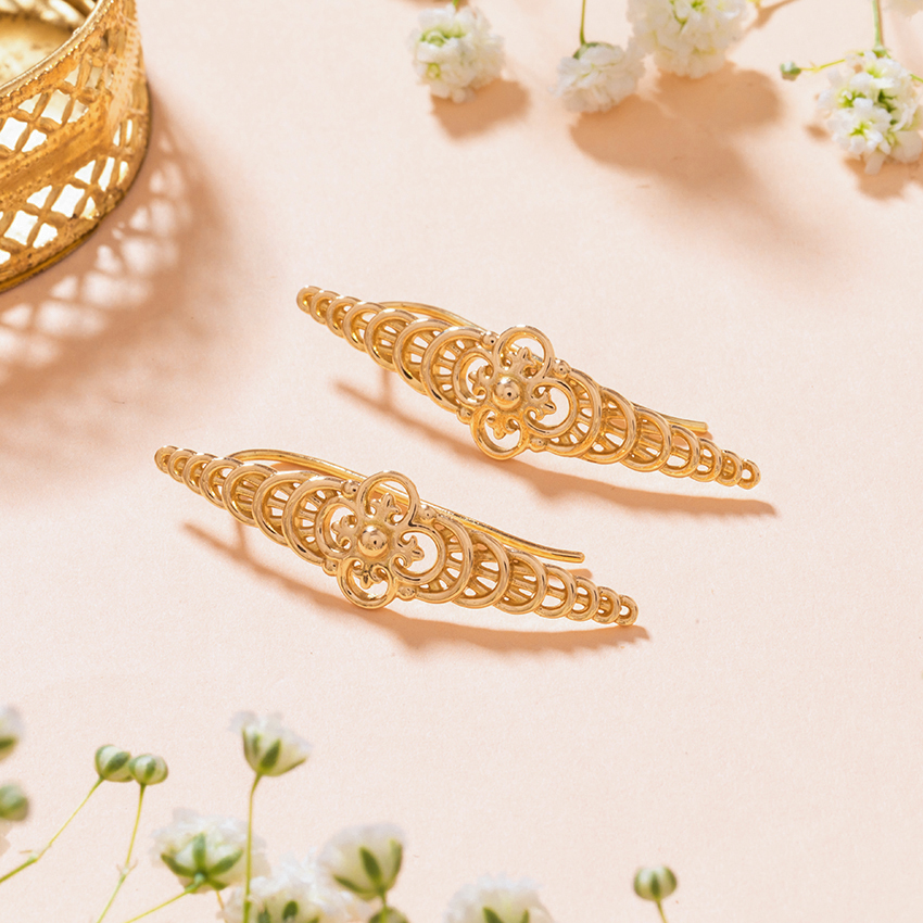 Gold Earrings 18 Karat Yellow Gold Yuvika Gold Drop Earrings